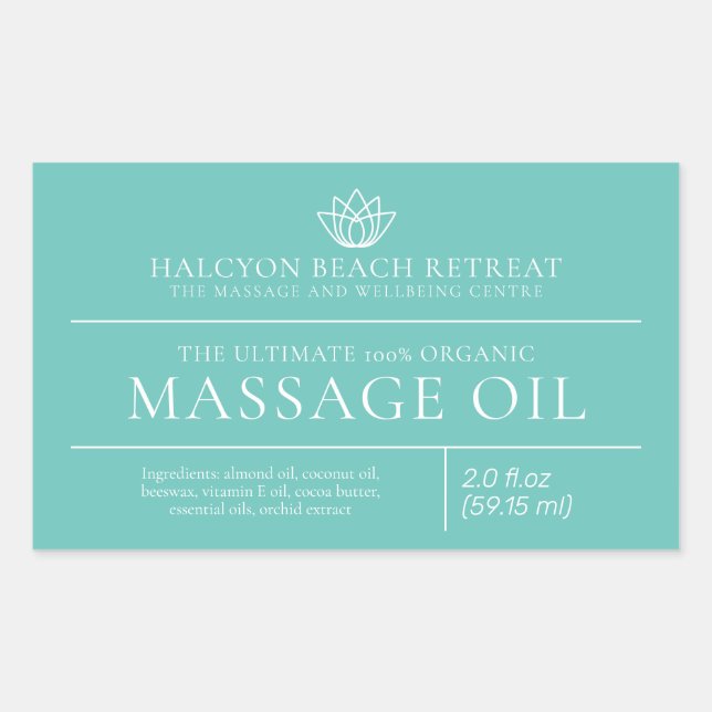 Beauty Massage Öl aqua Produkt Etikett Rechteckiger Aufkleber (Vorderseite)