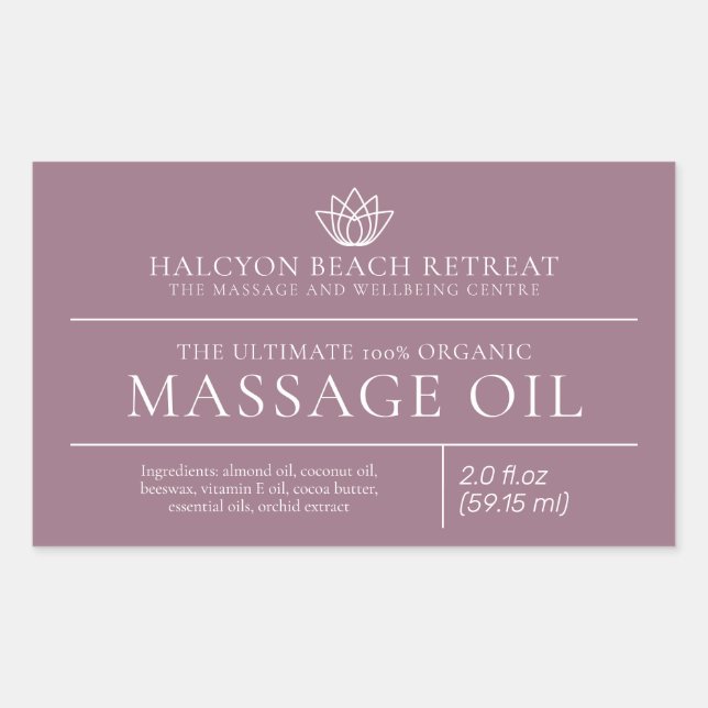 Beauty Massage Öl Rosa Produktkennzeichnung Rechteckiger Aufkleber (Vorderseite)
