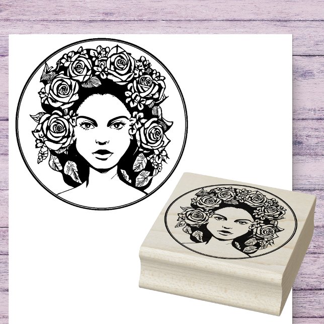 Beauty mit Rose Portrait Kautschuk Briefmarke Gummistempel (Elevate your creativity. Perfect for Scrapbooking, Fashion, and Beauty lovers! 🌹✨)