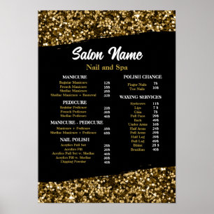 Beauty Nail Salon Preisliste Menü Gold Konfetti Poster