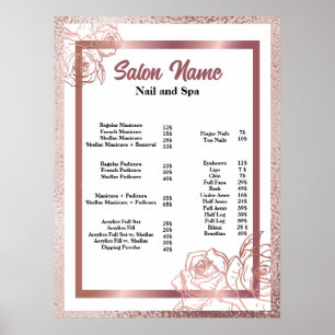 Beauty Nail Salon Preisliste Poster