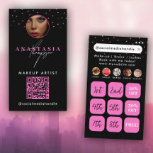 Beauty Nails Social Media Black Pink Loyalty Cards