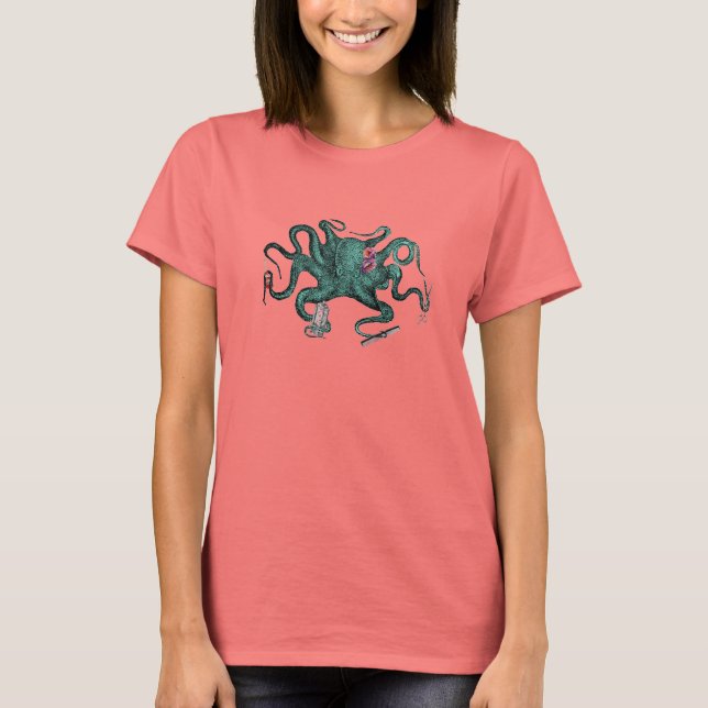 Beauty Octopus Ringer T-Shirt (Vorderseite)