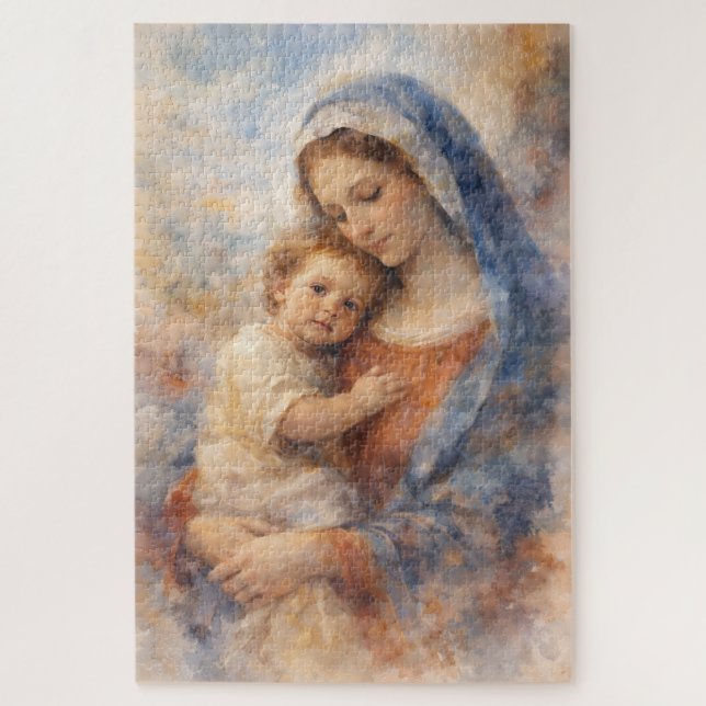 Beauty of Motherhood Faith Mary Baby Jesus Gift Puzzle (Vertikal)
