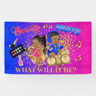 Beauty or Beats Blau Hot Pink Gold Geschlecht Enth Banner