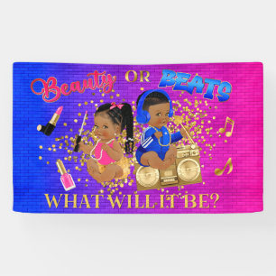Beauty or Beats Blau Hot Pink Gold Geschlecht Enth Banner