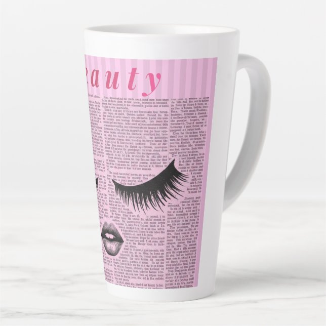 Beauty Pink Feminine Latte Mug – Fashion Aesthetic Milchtasse (Rechte Ecke)