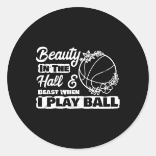 Beauty Play Bysketbyll Player Girl Byller Sporty B Runder Aufkleber