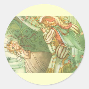 Beauty Princess, Vintage Märchen Runder Aufkleber
