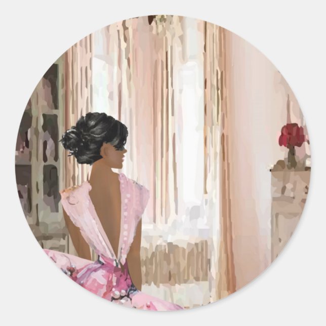 Beauty Queen Runder Aufkleber (Vorderseite)