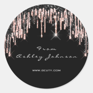 Beauty Rose Black Tropfens Web Danke Bride 16. Runder Aufkleber