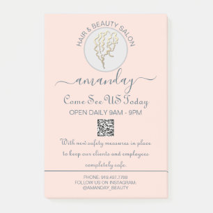 Beauty Salon Be Safe Logo Friseur QR Code Post-it Klebezettel