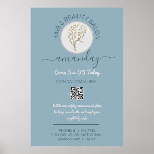 Beauty Salon Be Safe Logo Friseur QR Code Poster