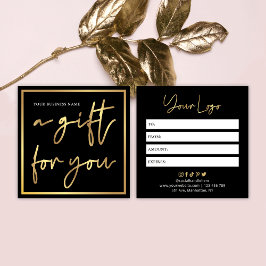 Beauty Salon Black & Gold Chic Geschenkgutschein Quadratische Visitenkarte