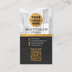 Beauty Salon Black Gold QR Code Ernennung Visitenkarte