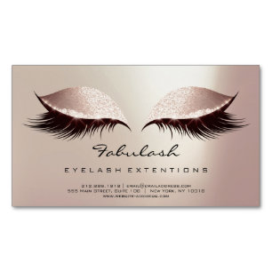 Beauty Salon Blush Rose Gold Adress Makeup Lashes Magnetische Visitenkarte