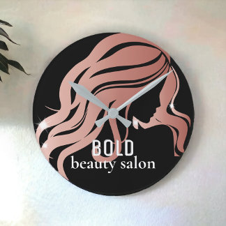 Beauty Salon Business Name Rose Goldenes Fossil + Runde Wanduhr