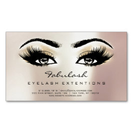Beauty Salon Champaigne Rose Adress Makeup Lashes Magnetische Visitenkarte