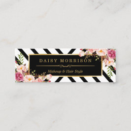 Beauty Salon Floral Gold Abstrakt Line Muster Mini Visitenkarte