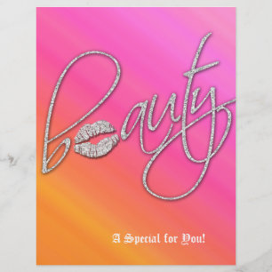 Beauty Salon Flyer Haar Rosa Orange Silbertablette