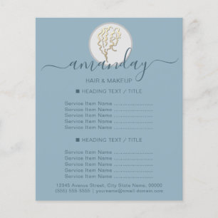 Beauty Salon Friseur Logo Gold Smoky Blau Flyer