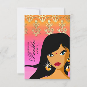 Beauty Salon Gift Card Invite Gold Pink Bindi 2 Einladung