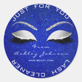 Beauty Salon Glitzer Gray Blue Coba Lashes Runder Aufkleber