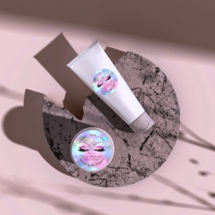 Beauty Salon Glitzer Pink Ombre Lashes Reinigungsm Runder Aufkleber