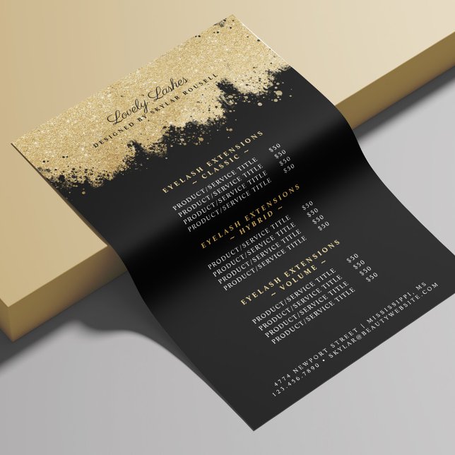Beauty & Salon Gold & Black Luxury Service Preise (Von Creator hochgeladen)