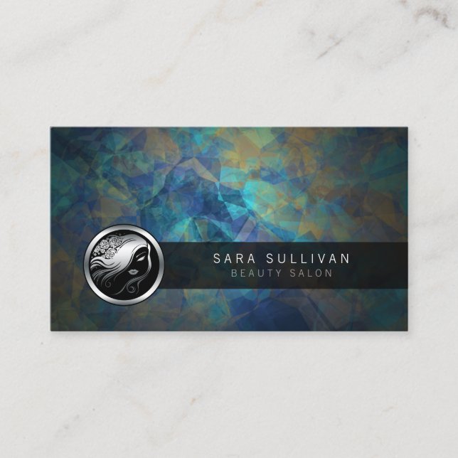 Beauty Salon Hair Style Icon Business Card Visitenkarte (Vorderseite)