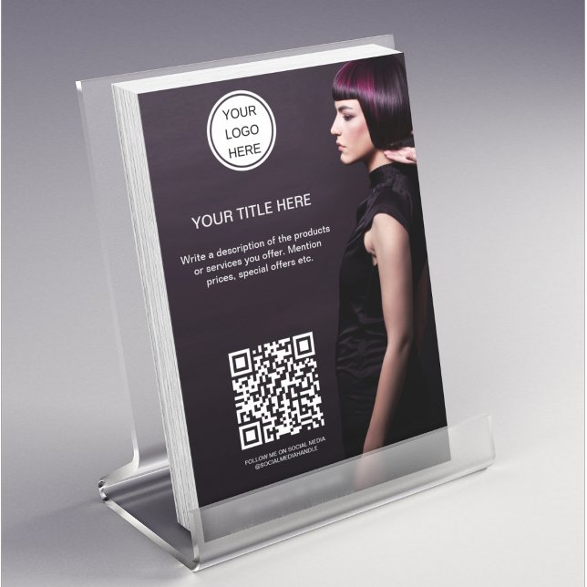 Beauty Salon Hair Stylist l Business Logo QR Code Flyer (Von Creator hochgeladen)
