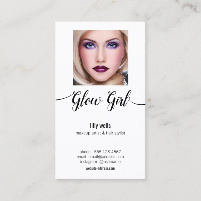 Beauty Salon Image Foto Kalligrafie Typografie Visitenkarte (Vorderseite)