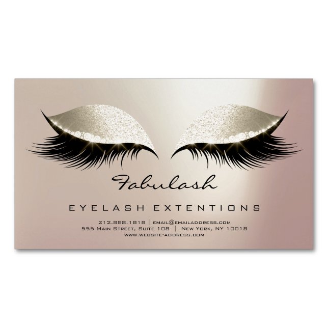 Beauty Salon Ivory Rose Gold Adress Makeup Lashes Magnetische Visitenkarte (Vorderseite)