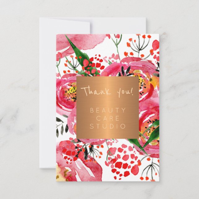 Beauty Salon Kupfer metallische Torfbäume Vielen D Dankeskarte (Vorderseite)