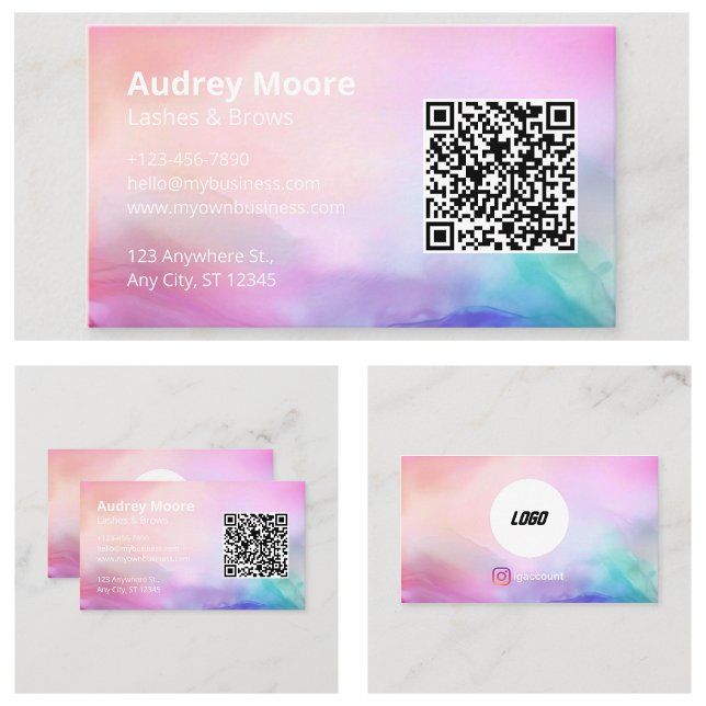 Beauty Salon Lashes Brows Logo QR Code Visitenkarte (Beauty Salon Lashes Brows Logo QR Code Business Card
)
