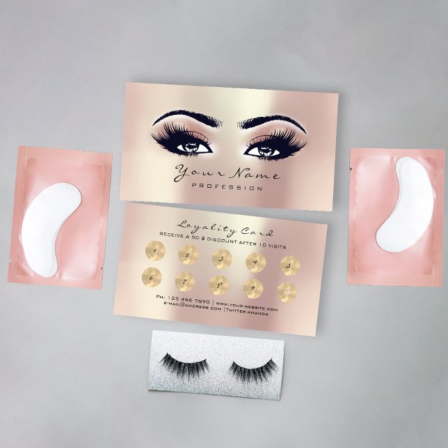 Beauty Salon Loyalty Card Makeup Rose Lashes 10 Treuekarte (Von Creator hochgeladen)