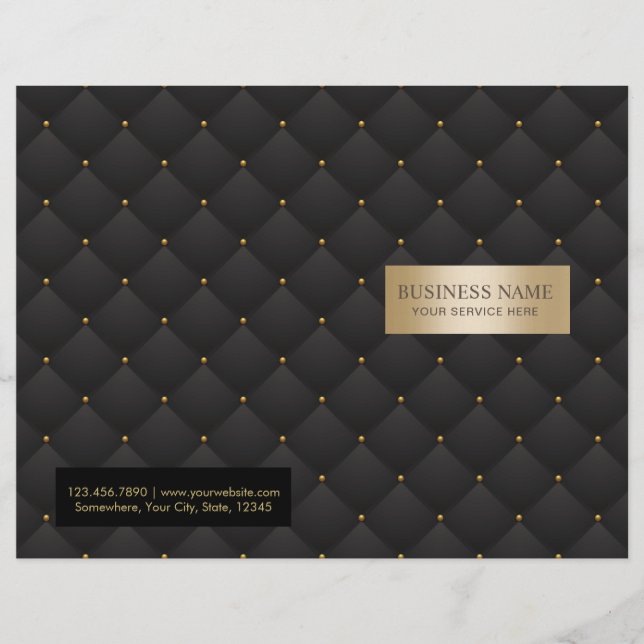 Beauty Salon Luxus Black & Gold gequilted Bi-Falte (Vorderseite)