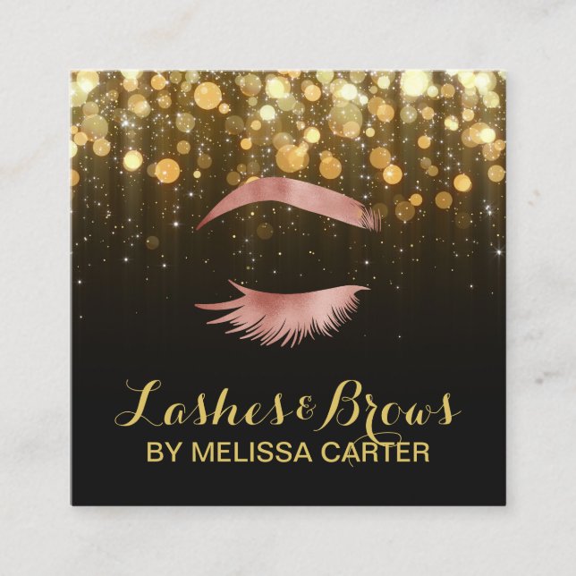 Beauty Salon Makeup Artist Brows Lash Extensions Quadratische Visitenkarte (Vorderseite)