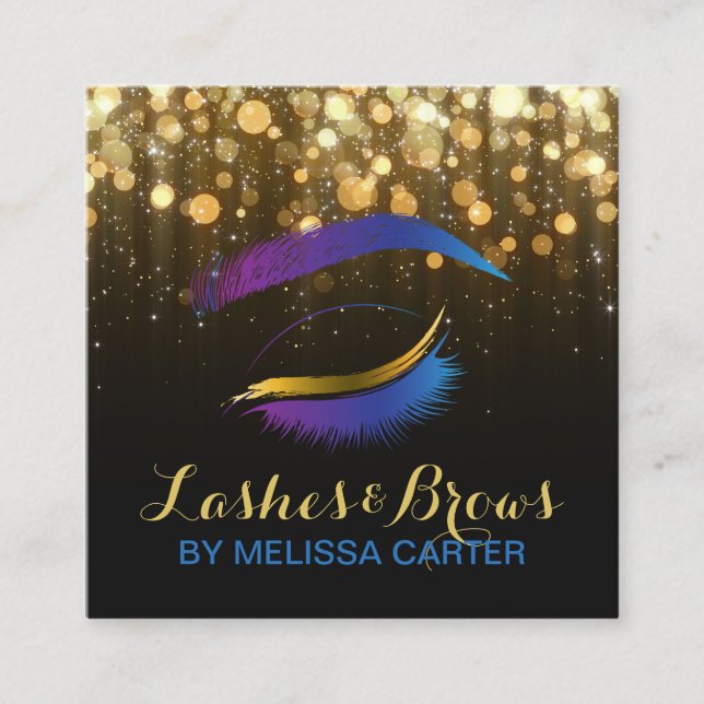 Beauty Salon Makeup Artist Brows Lash Extensions Quadratische Visitenkarte (Vorderseite)