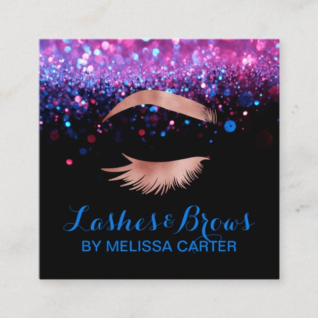 Beauty Salon Makeup Artist Brows Lash Extensions Quadratische Visitenkarte (Vorderseite)