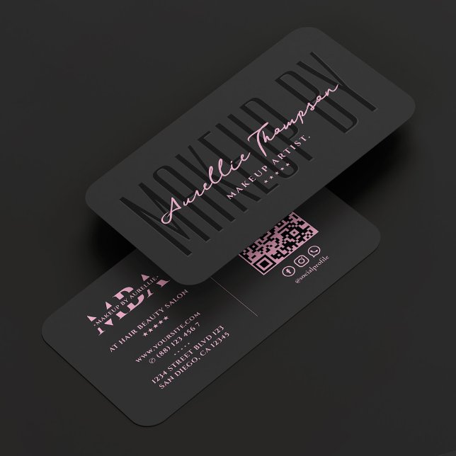 Beauty Salon Makeup Artist Ein perfektes Wochenend Visitenkarte (Beauty Salon Makeup Artist Elegant Black Pink Business Card
)
