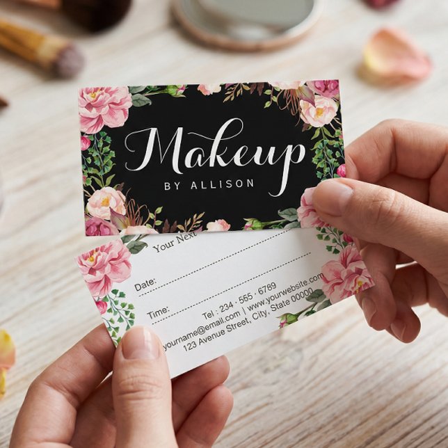 Beauty Salon Makeup Script Blumenkarte Terminkarte (Von Creator hochgeladen)