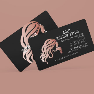 Beauty Salon Metallische Rose Gold Haar Stylist Sc Visitenkarte