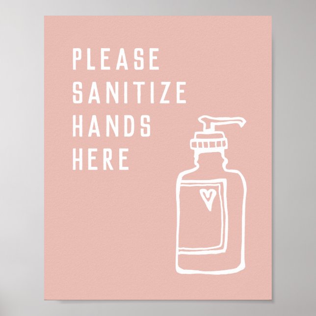 Beauty Salon Minimalistisch Pink Sanitize Hände hi Poster (Vorne)