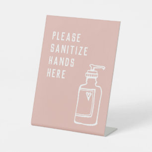 Beauty Salon Minimalistisch Pink Sanitize Hände Sockelschild