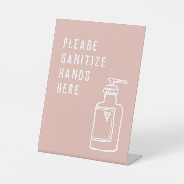 Beauty Salon Minimalistisch Pink Sanitize Hände Sockelschild (Vorderseite)
