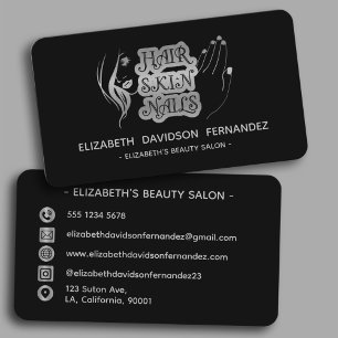 Beauty Salon Modernes Silver Logo Social Media Bla Visitenkarte