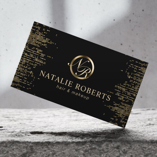 Beauty Salon Monogram Logo Gold Confetti Terminkarte (Von Creator hochgeladen)