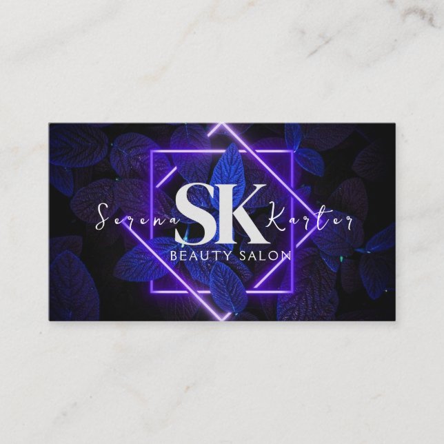 Beauty Salon Neon Abstrakte Frau Moderne Visitenkarte (Vorderseite)
