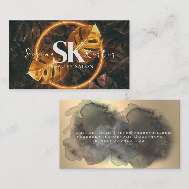 Beauty Salon Neon Abstrakte Frau Moderne Visitenkarte (Vorne/Hinten)